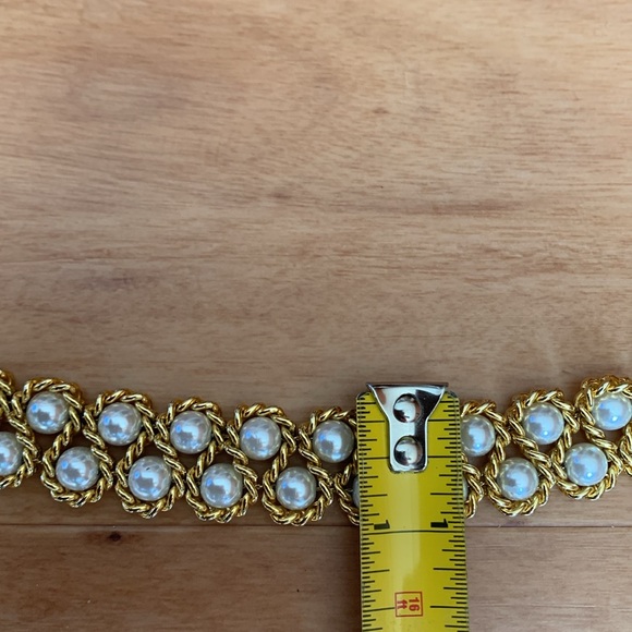 Vintage Gold Woven Pearl/ Chain Belt - Picture 5 of 5